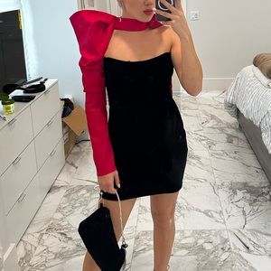 One shoulder bow tie dress